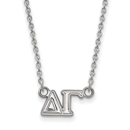 Solid 925 Sterling Silver Official Delta Gamma Medium Pend Pendant Necklace Charm Chain - with Secure Lobster Lock Clasp 18