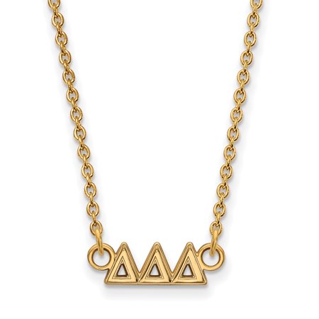 925 Sterling Silver Yellow Gold-Plated Official Delta Delta Delta Extra Small Tiny Pend Pendant Necklace Charm Chain - with Secure Lobster Lock Clasp 