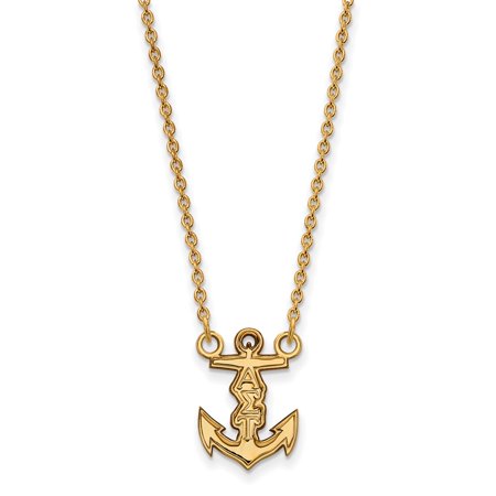 925 Sterling Silver Yellow Gold-Plated Official Alpha Sigma Tau Extra Small Tiny Pend Pendant Necklace Charm Chain - with Secure Lobster Lock Clasp 18