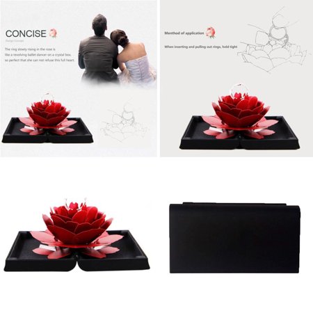 3D Pop up Rose Ring Box Wedding Engagement Jewelry Storage Holder Case Bump