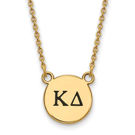 925 Sterling Silver Enamel Gold-Plated Official Kappa Delta Small Enl Pend Pendant Necklace Charm Chain - with Secure Lobster Lock Clasp 18  (Width = 
