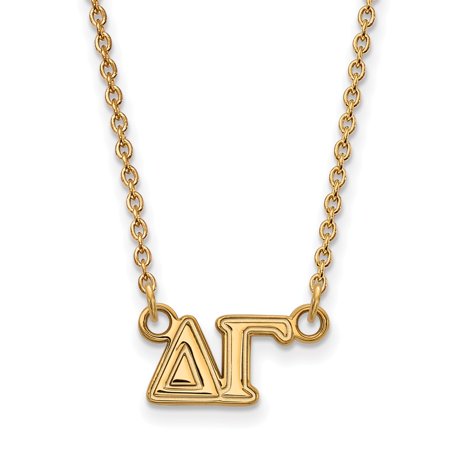 925 Sterling Silver Yellow Gold-Plated Official Delta Gamma Medium Pend Pendant Necklace Charm Chain - with Secure Lobster Lock Clasp 18