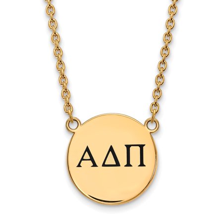 925 Sterling Silver Enamel Gold-Plated Official Alpha Delta Pi Large Enl Pend Pendant Necklace Charm Chain - with Secure Lobster Lock Clasp 18
