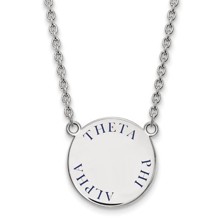 Sterling S. Rh-plated LogoArt Theta Phi Alpha Large Enl Pend with Necklace; 18 Inch; for Adults and Teens; for Women and Men
