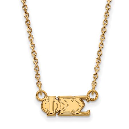 925 Sterling Silver Yellow Gold-Plated Official Phi Sigma Sigma Extra Small Tiny Pend Pendant Necklace Charm Chain 18  (Width = 12mm )