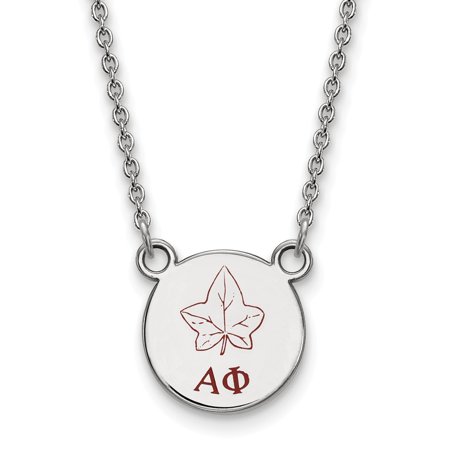 925 Sterling Silver Rh-plated LogoArt Alpha Phi Sm Enl Pend with Necklace; 18 Inch; for Adults and Teens; for Women and Men