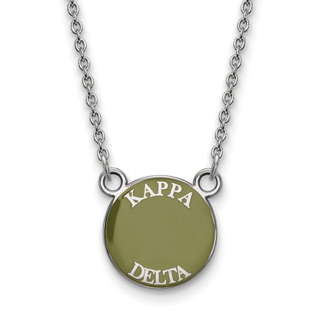 925 Sterling Silver Rh-plated LogoArt Kappa Delta Sm Enl Pend with Necklace; 18 Inch; for Adults and Teens; for Women and Men