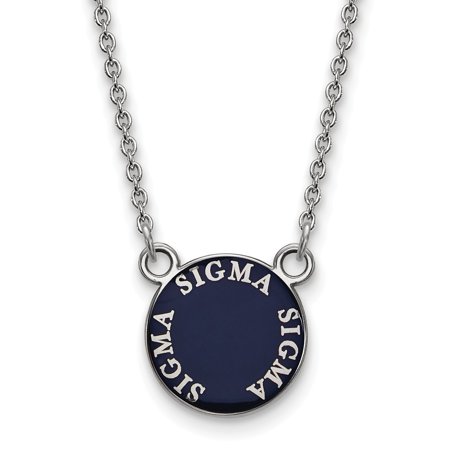 925 Sterling Silver Official Enamel Sigma Sigma Sigma Small Enl Pend Pendant Necklace Charm Chain - with Secure Lobster Lock Clasp 18  (Width = 12mm )