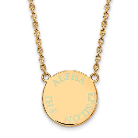 925 Sterling Silver Enamel Gold-Plated Official Alpha Epsilon Phi Small Enl Pend Pendant Necklace Charm Chain - with Secure Lobster Lock Clasp 18  (Wi