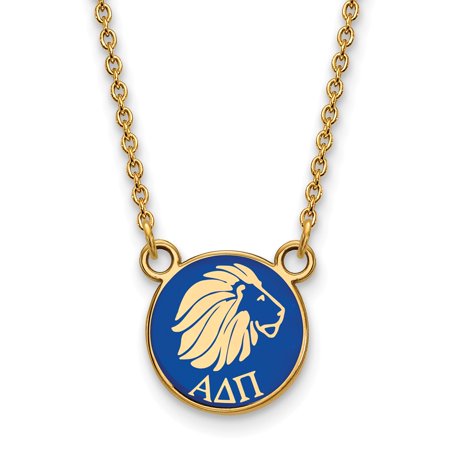 925 Sterling Silver Enamel Gold-Plated Official Alpha Delta Pi Small Enl Pend Pendant Necklace Charm Chain - with Secure Lobster Lock Clasp 18