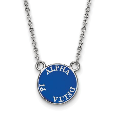 Solid 925 Sterling Silver Official Enamel Alpha Delta Pi Extra Small Tiny Enl Pend Pendant Necklace Charm Chain - with Secure Lobster Lock Clasp 18