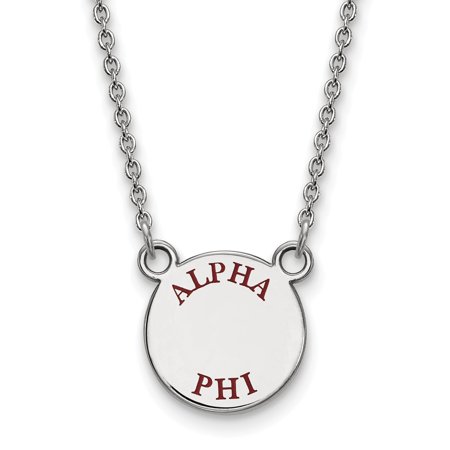 925 Sterling Silver Rh-plated LogoArt Alpha Phi Sm Enl Pend with Necklace; 18 Inch; for Adults and Teens; for Women and Men