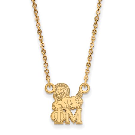 925 Sterling Silver Yellow Gold-Plated Official Phi Mu Extra Small Tiny Pend Pendant Necklace Charm Chain - with Secure Lobster Lock Clasp 18  (Width 