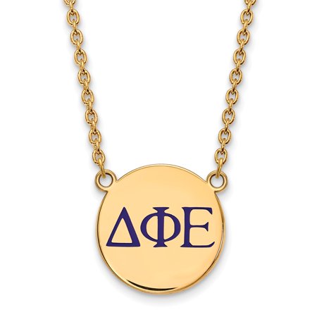 925 Sterling Silver Enamel Gold-Plated Official Delta Phi Epsilon Large Enl Pend Pendant Necklace Charm Chain - with Secure Lobster Lock Clasp 18  (Wi