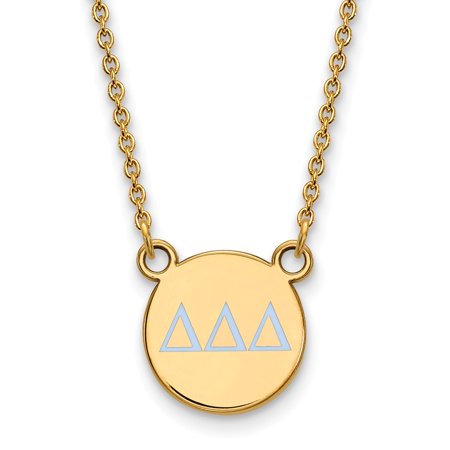 925 Sterling Silver Enamel Gold-Plated Official Delta Delta Delta Small Enl Pend Pendant Necklace Charm Chain - with Secure Lobster Lock Clasp 18  (Wi