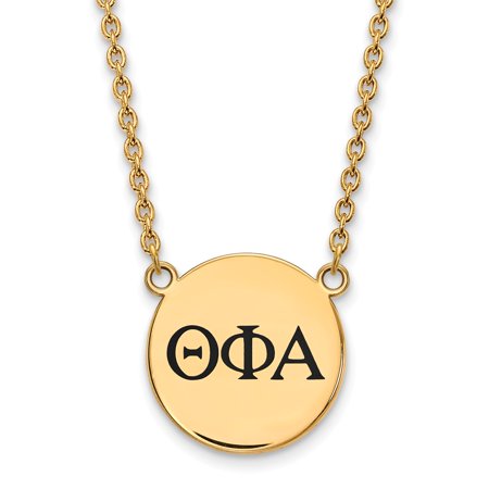 925 Sterling Silver Enamel Gold-Plated Official Theta Phi Alpha Large Enl Pend Pendant Necklace Charm Chain - with Secure Lobster Lock Clasp 18  (Widt