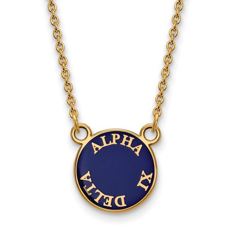 925 Sterling Silver Enamel Gold-Plated Official Alpha Xi Delta Small Enl Pend Pendant Necklace Charm Chain - with Secure Lobster Lock Clasp 18  (Width