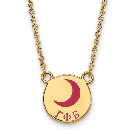 925 Sterling Silver Enamel Gold-Plated Official Gamma Phi Beta Small Enl Pend Pendant Necklace Charm Chain - with Secure Lobster Lock Clasp 18