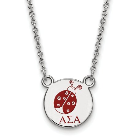 Sterling S. Rh-plated LogoArt Alpha Sigma Alpha Sm Enl Pend with Necklace; 18 Inch; for Adults and Teens; for Women and Men