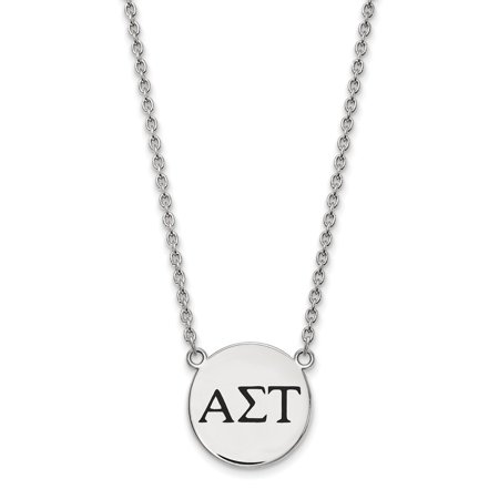 Sterling S. Rh-plated LogoArt Alpha Sigma Tau Large Enl Pend with Necklace; 18 Inch; for Adults and Teens; for Women and Men