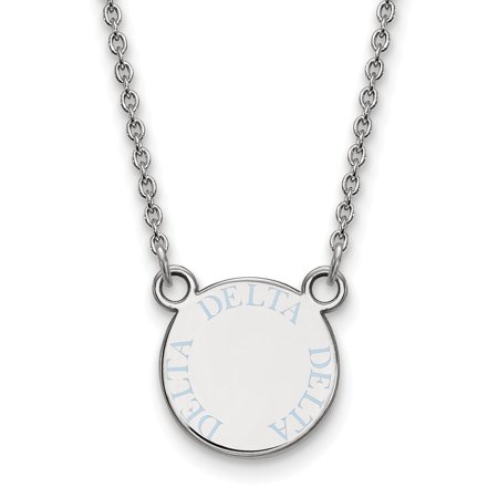 Sterling S. Rh-plated LogoArt Delta Delta Delta Sm Enl Pend with Necklace; 18 Inch; for Adults and Teens; for Women and Men