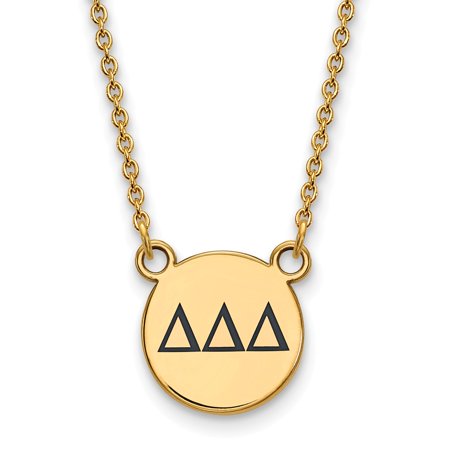 925 Sterling Silver Enamel Gold-Plated Official Delta Delta Delta Small Enl Pend Pendant Necklace Charm Chain - with Secure Lobster Lock Clasp 18  (Wi