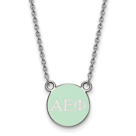 Solid 925 Sterling Silver Official Enamel Alpha Epsilon Phi Extra Small Tiny Enl Pend Pendant Necklace Charm Chain - with Secure Lobster Lock Clasp 18