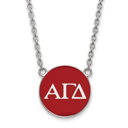 Solid 925 Sterling Silver Official Enamel Alpha Gamma Delta Small Enl Pend Pendant Necklace Charm Chain - with Secure Lobster Lock Clasp 18