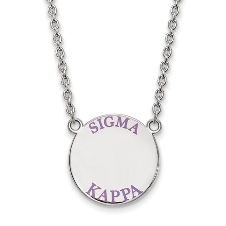 925 Sterling Silver Rh-plated LogoArt Sigma Kappa Large Enl Pend with Necklace; for Adults and Teens; for Women and Men