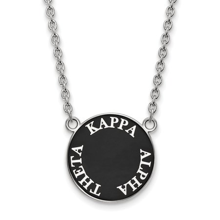 Solid 925 Sterling Silver Official Enamel Kappa Alpha Theta Large Enl Pend Pendant Necklace Charm Chain - with Secure Lobster Lock Clasp 18  (Width = 