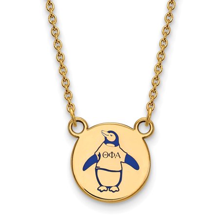 925 Sterling Silver Enamel Gold-Plated Official Theta Phi Alpha Small Enl Pend Pendant Necklace Charm Chain - with Secure Lobster Lock Clasp 18  (Widt