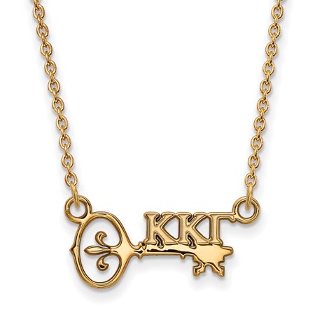925 Sterling Silver Yellow Gold-Plated Official Kappa Kappa Gamma Extra Small Tiny Pend Pendant Necklace Charm Chain - with Secure Lobster Lock Clasp 
