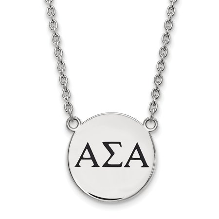 Solid 925 Sterling Silver Official Enamel Alpha Sigma Alpha Large Enl Pend Pendant Necklace Charm Chain - with Secure Lobster Lock Clasp 18  (Width = 