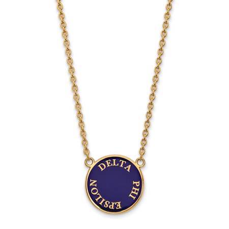 925 Sterling Silver Enamel Gold-Plated Official Delta Phi Epsilon Large Enl Pend Pendant Necklace Charm Chain - with Secure Lobster Lock Clasp 18  (Wi