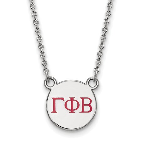 925 Sterling Silver Rh-plated LogoArt Gamma Phi Beta Sm Enl Pend with Necklace; for Adults and Teens; for Women and Men