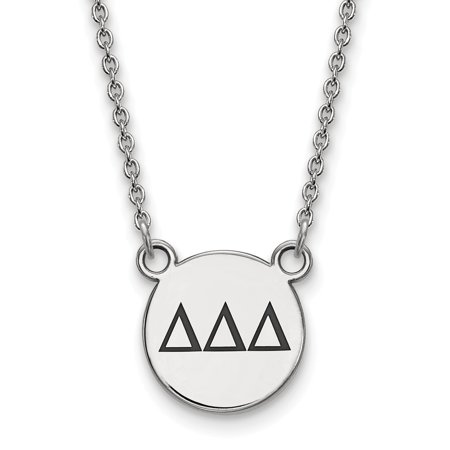 Sterling S. Rh-plated LogoArt Delta Delta Delta Sm Enl Pend with Necklace; 18 Inch; for Adults and Teens; for Women and Men