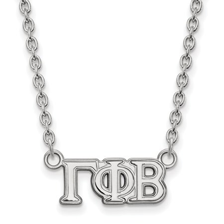 Solid 925 Sterling Silver Official Gamma Phi Beta Small Pend Pendant Necklace Charm Chain - with Secure Lobster Lock Clasp 18