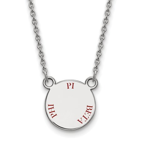 Solid 925 Sterling Silver Official Enamel Pi Beta Phi Small Enl Pend Pendant Necklace Charm Chain - with Secure Lobster Lock Clasp 18  (Width = 12mm )