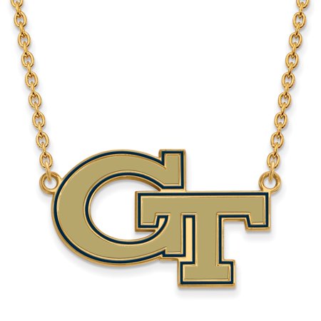 925 Sterling Silver Yellow Gold-Plated Official Georgia Institute of Tech Lg Enl Pend Necklace - with Secure Lobster Lock Clasp 18  (Width = 30mm )
