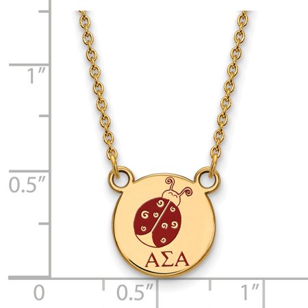 925 Sterling Silver Enamel Gold-Plated Official Alpha Sigma Alpha Small Enl Pend Pendant Necklace Charm Chain - with Secure Lobster Lock Clasp 18  (Wi