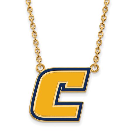 925 Sterling Silver Yellow Gold-Plated Official the U of Tenn at Chattanooga Lg Enl Pend Necklace - with Secure Lobster Lock Clasp 18  (Width = 20mm )
