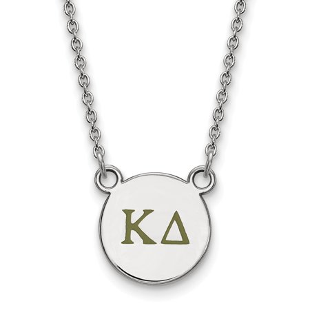925 Sterling Silver Rh-plated LogoArt Kappa Delta Sm Enl Pend with Necklace; 18 Inch; for Adults and Teens; for Women and Men