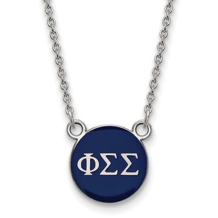 Solid 925 Sterling Silver Official Enamel Phi Sigma Sigma Small Enl Pend Pendant Necklace Charm Chain - with Secure Lobster Lock Clasp 18  (Width = 12