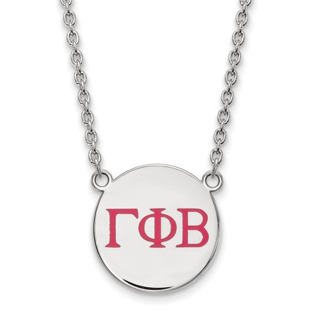Solid 925 Sterling Silver Official Enamel Gamma Phi Beta Large Enl Pend Pendant Necklace Charm Chain - with Secure Lobster Lock Clasp 18