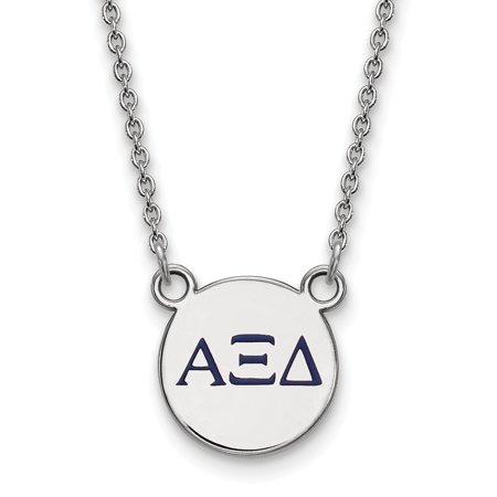 925 Sterling Silver Official Enamel Alpha Xi Delta Extra Small Tiny Enl Pend Pendant Necklace Charm Chain - with Secure Lobster Lock Clasp 18  (Width 