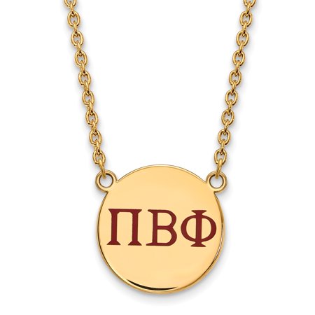925 Sterling Silver Enamel Gold-Plated Official Pi Beta Phi Large Enl Pend Pendant Necklace Charm Chain - with Secure Lobster Lock Clasp 18  (Width = 
