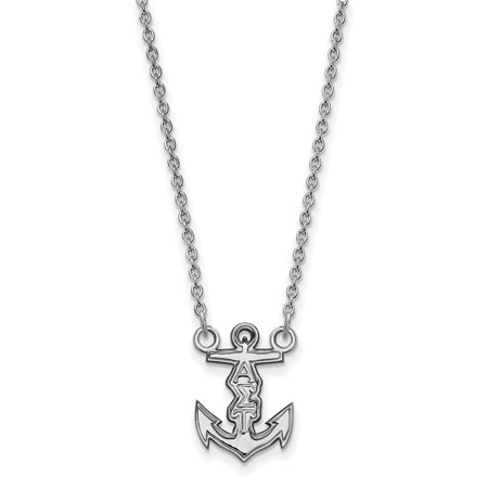 925 Sterling Silver Rh-plated LogoArt Alpha Sigma Tau XS Pend with Necklace; 18 Inch; for Adults and Teens; for Women and Men