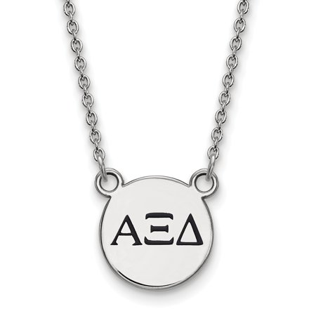 925 Sterling Silver Official Enamel Alpha Xi Delta Small Enl Pend Pendant Necklace Charm Chain - with Secure Lobster Lock Clasp 18  (Width = 12mm )
