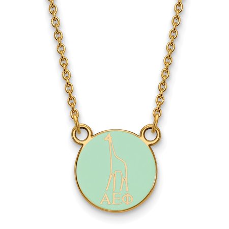 925 Sterling Silver Enamel Gold-Plated Official Alpha Epsilon Phi Extra Small Tiny Enl Pend Pendant Necklace Charm Chain - with Secure Lobster Lock Cl