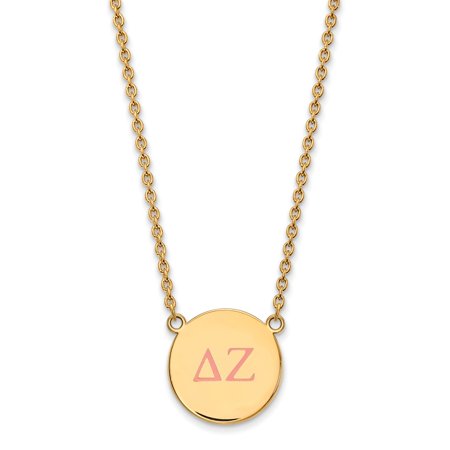 925 Sterling Silver Enamel Gold-Plated Official Delta Zeta Large Enl Pend Pendant Necklace Charm Chain - with Secure Lobster Lock Clasp 18  (Width = 1